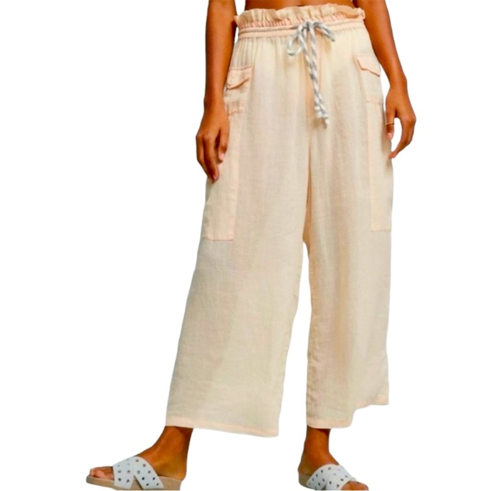 Anthropologie Cream Wide Leg Pants
